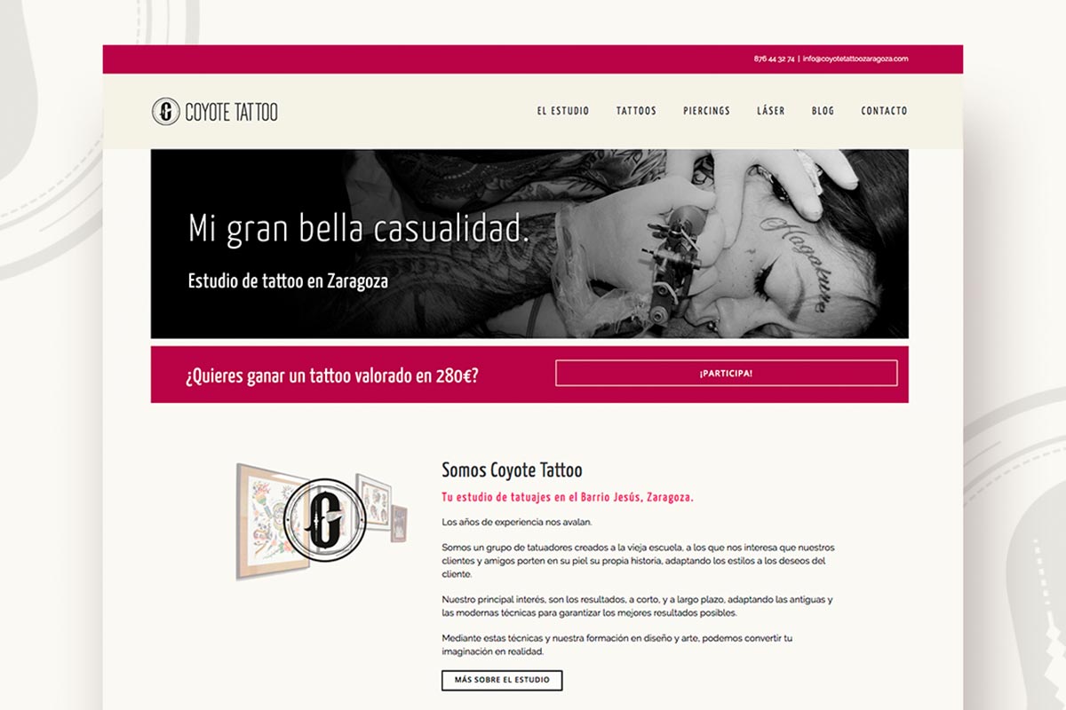 Web Coyote Tattoo Estudio de tatuajes en Zaragoza