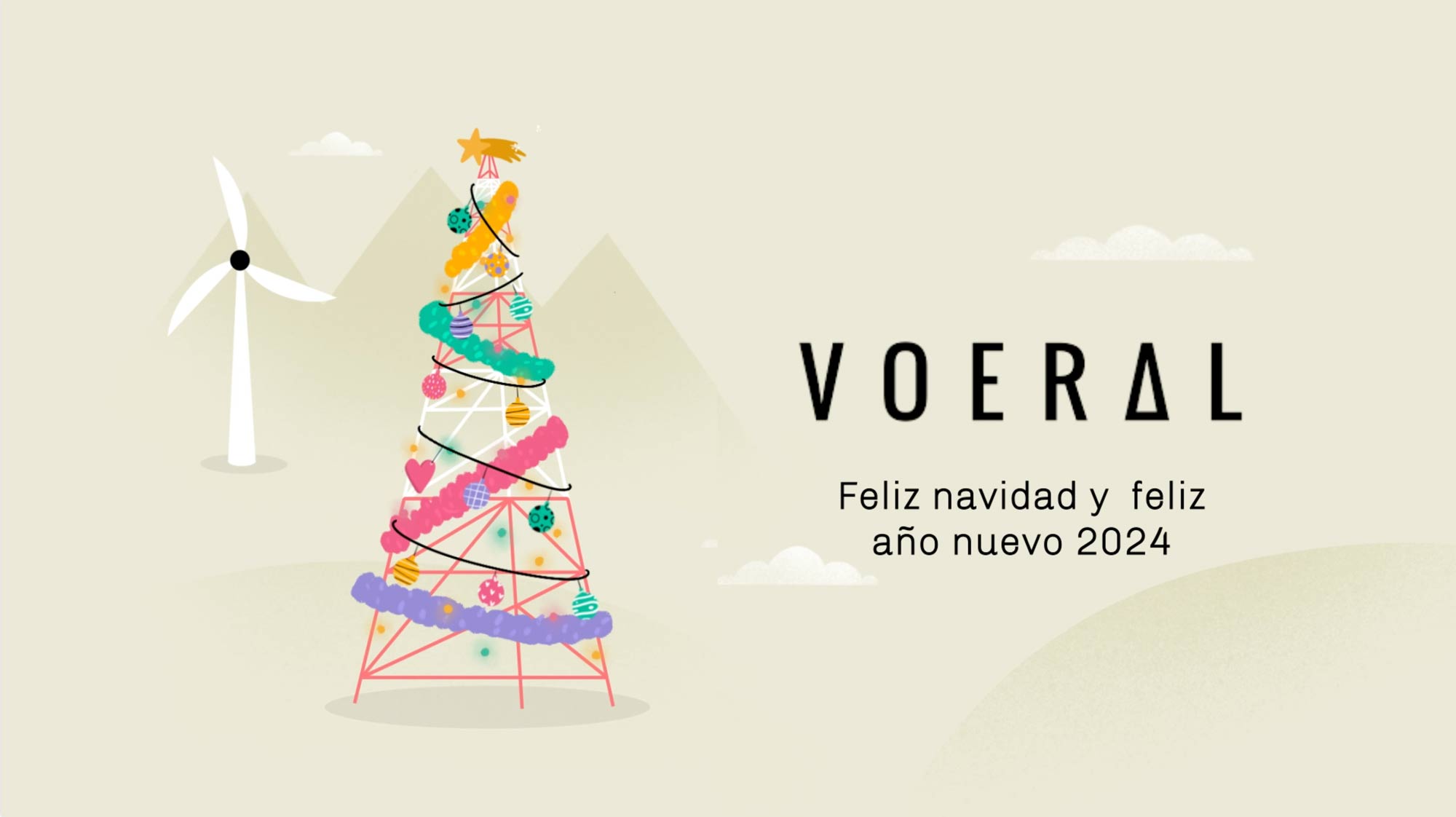 Felicitacion navideña VOERAL 2023 Huracan Estudio de animación y diseño en Valencia, Madrid, Barcelona y Zaragoza